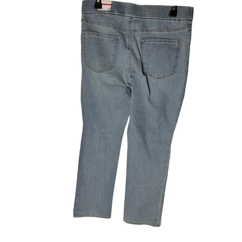Kim Rogers Pull On Straight Leg Jean Pants 10P Eden Wash Tummy Control NWT